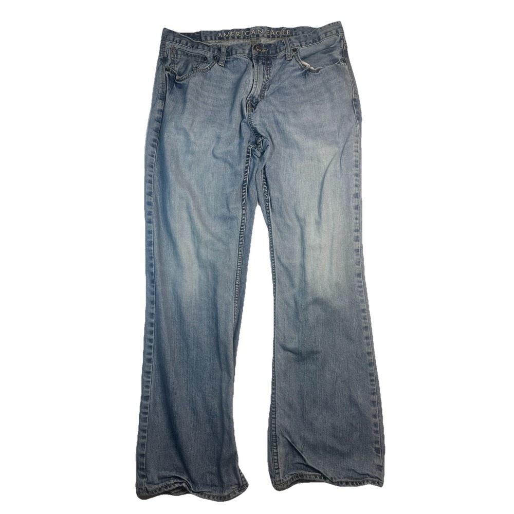 American Eagle Mens Jeans Size 36 x 32‎ Blue Original Boot Cut Medium Wash Logo